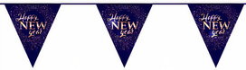 vlaggenlijn Happy New Year 6 meter papier blauw