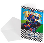 uitnodigingskaarten Formule 1 junior papier multicolor 16-delig