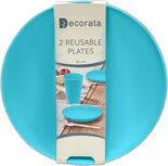 herbruikbare borden 20 cm blauw 2 stuks