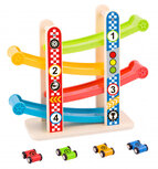 racebaan junior hout naturel/rood/blauw 5-delig