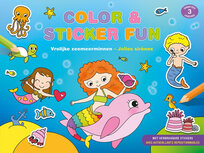 kleur- en stickerboek Fun junior 28 x 24 cm oranje