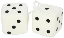 spiegelhanger pluche dobbelstenen 7 x 7 x 7 cm wit
