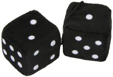 spiegelhanger pluche dobbelstenen 7 x 7 x 7 cm zwart