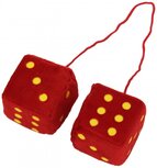spiegelhanger pluche dobbelstenen 7 x 7 x 7 cm rood