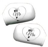 autospiegelhoezen Mr. &amp; Mrs. polyester wit 2-delig