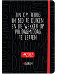 agenda 2022 Darum 12,7 x 17,8 cm papier zwart/rood