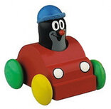 auto fluitende mol 16 x 16 cm hout rood/zwart