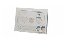laken set kinderwagen beige hartjes 3-delig