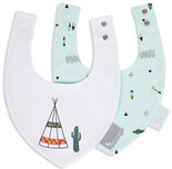 bandana-slabbetje Tipi 38 cm katoen groen/wit 2-delig