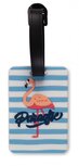 bagagelabel Flamingo 11 cm blauw/wit 2 stuks