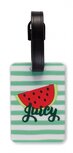 bagagelabel Meloen 11 cm groen/wit 2 stuks