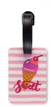 bagagelabel IJshoorn 11 cm roze/wit 2 stuks