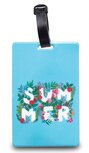 bagagelabel Summer 11 cm lichtblauw/wit/groen