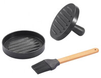 hamburgerset BBQ aluminium/sliconen zwart 2-delig