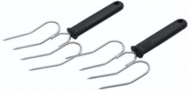 vlees- en gevogeltehevel 22 cm staal zwart 2 stuks