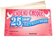 cadeaucheque 25 Getrouwd 34,5 cm papier rood