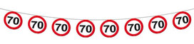 feestslingers Verkeersbord 70 Jaar 12 meter rood/wit