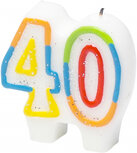feestkaars Birthday &#039;40&#039; wax wit