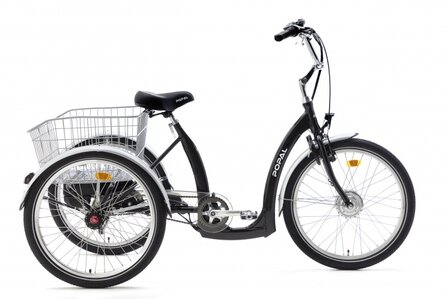 E Luxe driewieler 24 Inch 43 cm Unisex 7V Rollerbrake Zwart