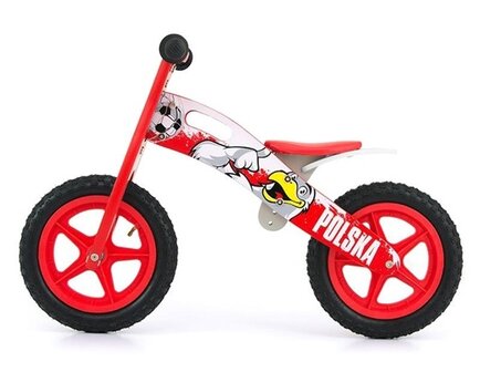loopfiets King Polska 12 Inch Junior Rood/Wit