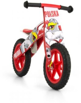 loopfiets King Polska 12 Inch Junior Rood/Wit