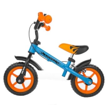 loopfiets Dragon met rem 10 Inch Junior Blauw/Oranje