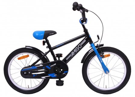 BMX Fun 18 Inch 24 cm Jongens Terugtraprem Zwart/Blauw