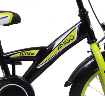 BMX Turbo 16 Inch 23 cm Jongens Terugtraprem Zwart