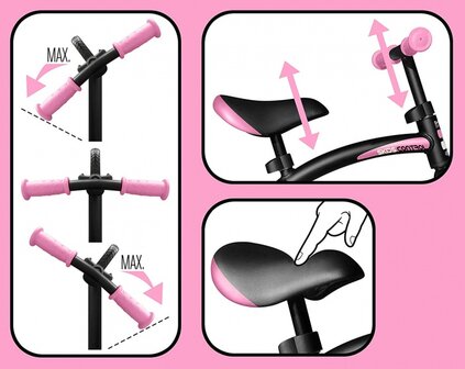 loopfiets 10 Inch Junior Zwart/Roze