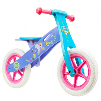 loopfiets Frozen 12 Inch Meisjes Roze/Blauw