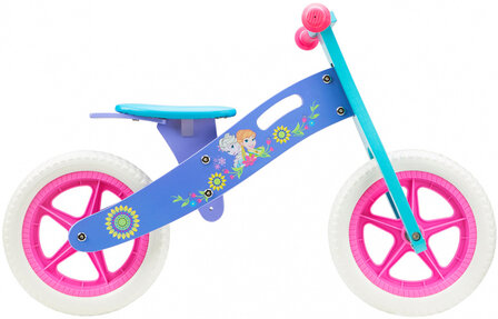 loopfiets Frozen 12 Inch Meisjes Roze/Blauw
