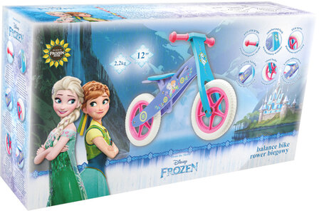 loopfiets Frozen 12 Inch Meisjes Roze/Blauw