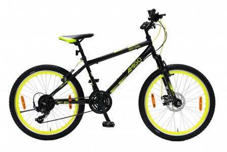 Next Level 24 Inch 39 cm Junior 21V V-Brakes Zwart/Geel