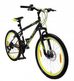 Next Level 24 Inch 39 cm Junior 21V V-Brakes Zwart/Geel
