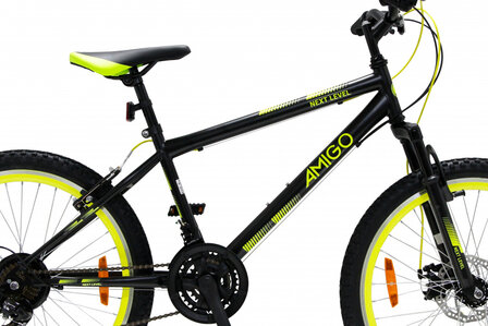 Next Level 24 Inch 39 cm Junior 21V V-Brakes Zwart/Geel