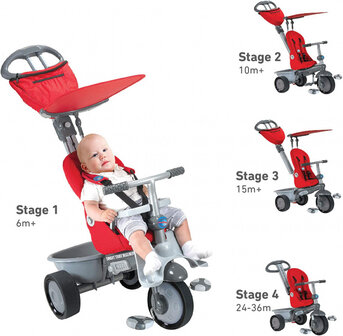 4-in-1-driewieler Recliner Junior Rood/Grijs