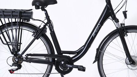 E-Active 28 Inch 50 cm Dames 7V V-Brakes Matzwart