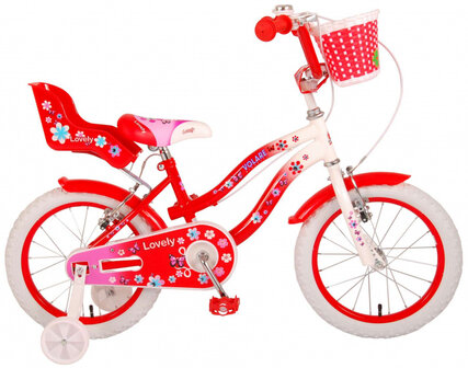 Lovely 16 Inch 25,4 cm Meisjes Knijprem Rood/Wit