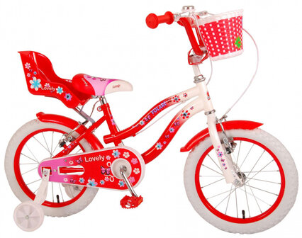 Lovely 16 Inch 25,4 cm Meisjes Knijprem Rood/Wit
