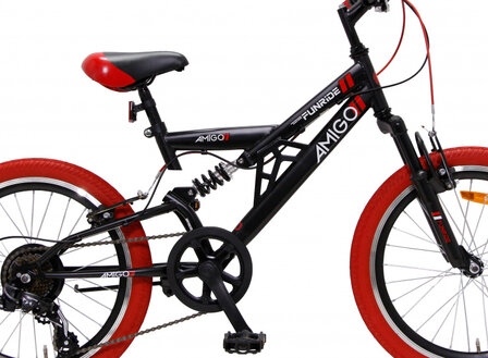 Fun Ride 20 Inch 33 cm Junior 7V V-Brakes Zwart/Rood