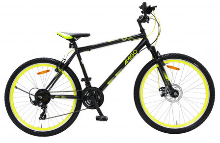 Next Level 26 Inch 47 cm Unisex 21V V-Brakes Zwart/Geel
