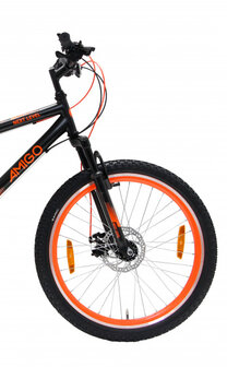 Next Level 26 Inch 47 cm Unisex 21V V-Brakes Zwart/Oranje