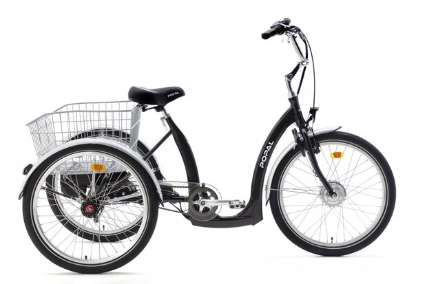 E Luxe driewieler 24 Inch 43 cm Unisex 7V Rollerbrake Zwart