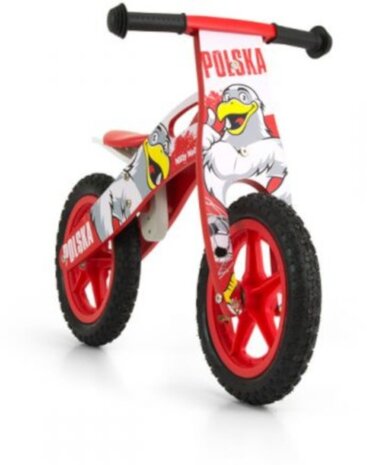 loopfiets King Polska 12 Inch Junior Rood/Wit