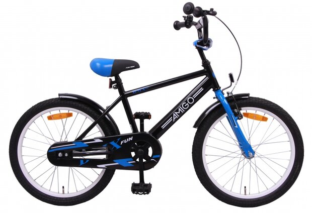 BMX Fun 20 Inch 32 cm Jongens Terugtraprem Zwart/Blauw