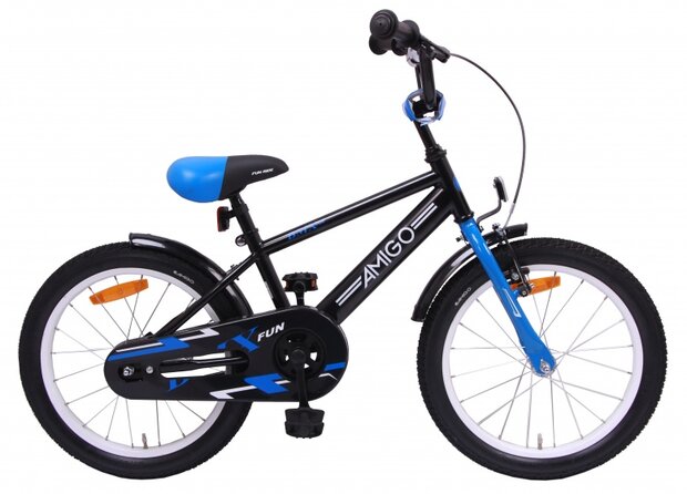 BMX Fun 18 Inch 24 cm Jongens Terugtraprem Zwart/Blauw