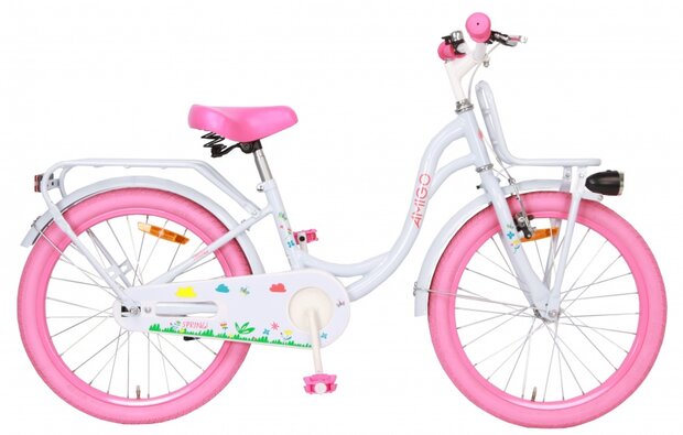 Spring 20 Inch 27 cm Meisjes Terugtraprem Wit/Roze