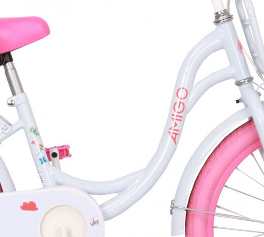 Spring 20 Inch 27 cm Meisjes Terugtraprem Wit/Roze