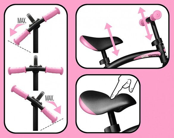 loopfiets 10 Inch Junior Zwart/Roze