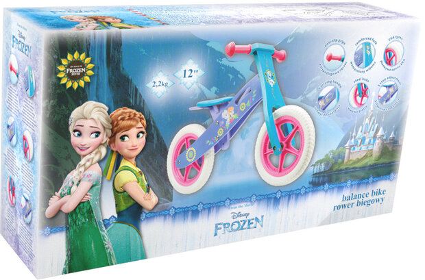 loopfiets Frozen 12 Inch Meisjes Roze/Blauw